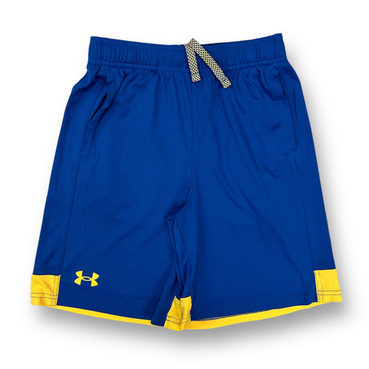 Boys Under Armour Size 10/12 YMD Blue & Yellow Loose Fit Athletic Shorts