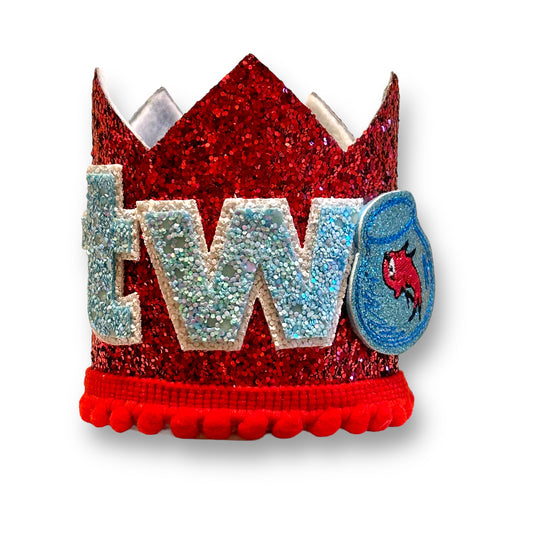 Red Fish Shimmer Glitter 2nd Birthday Crown