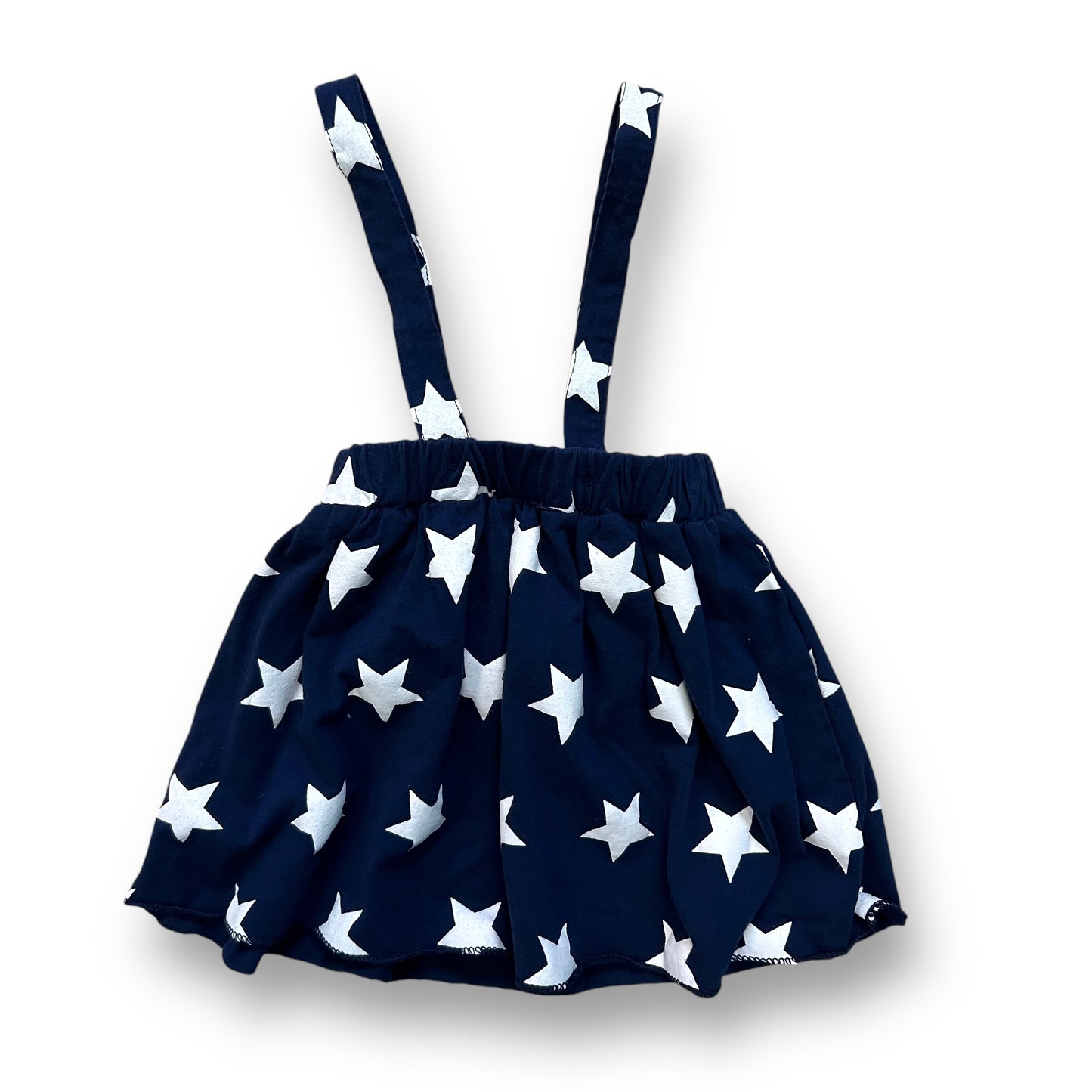 Toddler Girl Size 3 Navy Star Print 4th of July Skirt with Button Suspenders