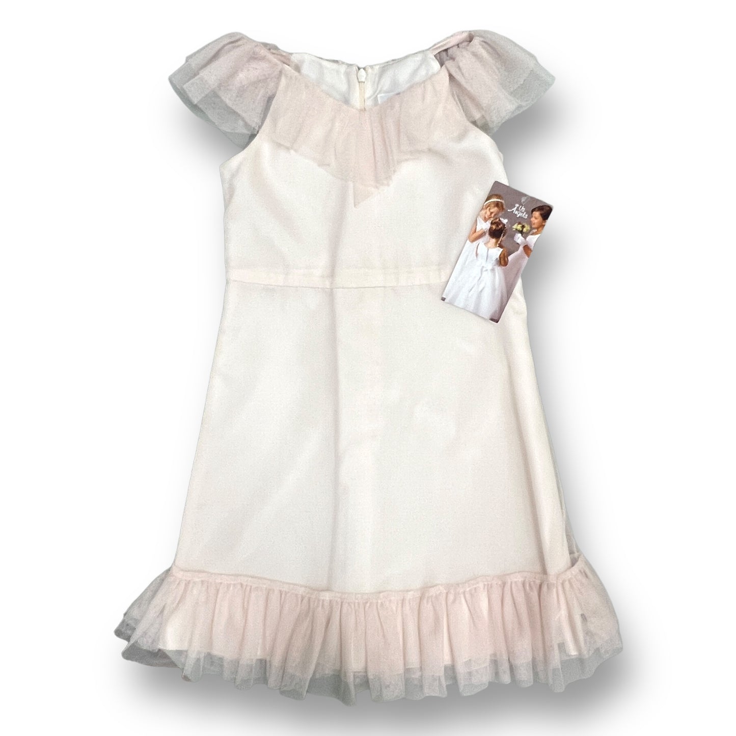 NEW! Us Angels Girls Size 6 Ruffled Hem Flutter Sleeve Flower Girl Dress