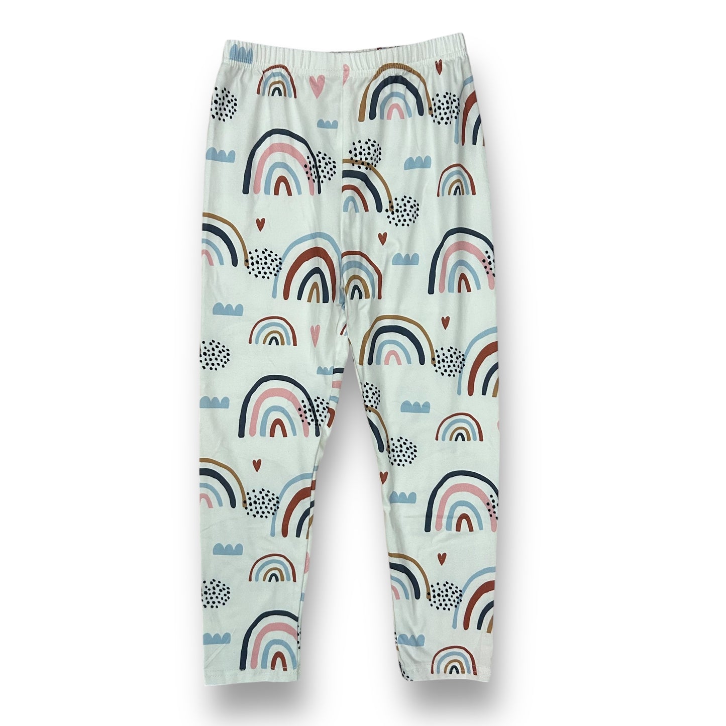 Girls Size 5/6 White Rainbow Print Soft Knit Boutique Style Leggings