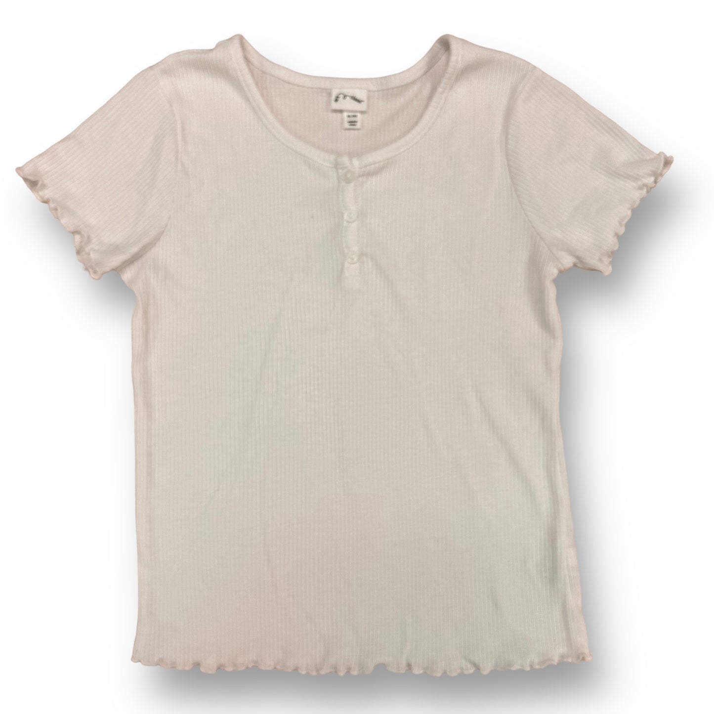 Youth Girl Size 14 Youth Ribbed Blouse Short Sleeve Shirt with Buttons