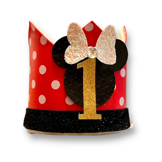 Red Polka Dot Minnie 1st Birthday Crown