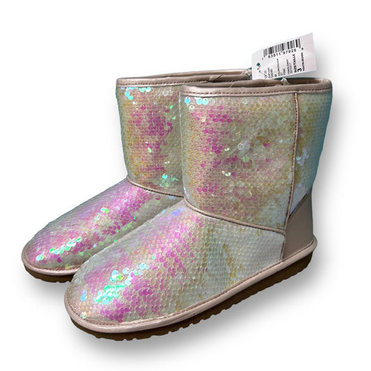 NEW! Children's Place Youth Girl Size 3 White Shimmer Sequin Faux Fur Boots