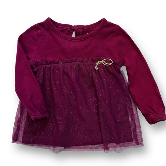 Girls Carter's Size 12 Months Fuchsia Tulle Bottom Long Sleeve Shirt