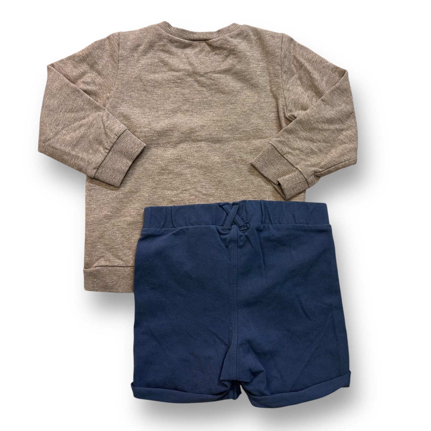 H&M Kids Size 18 Months Toddler Boy Outfit Long Sleeve Shirt and Shorts Set