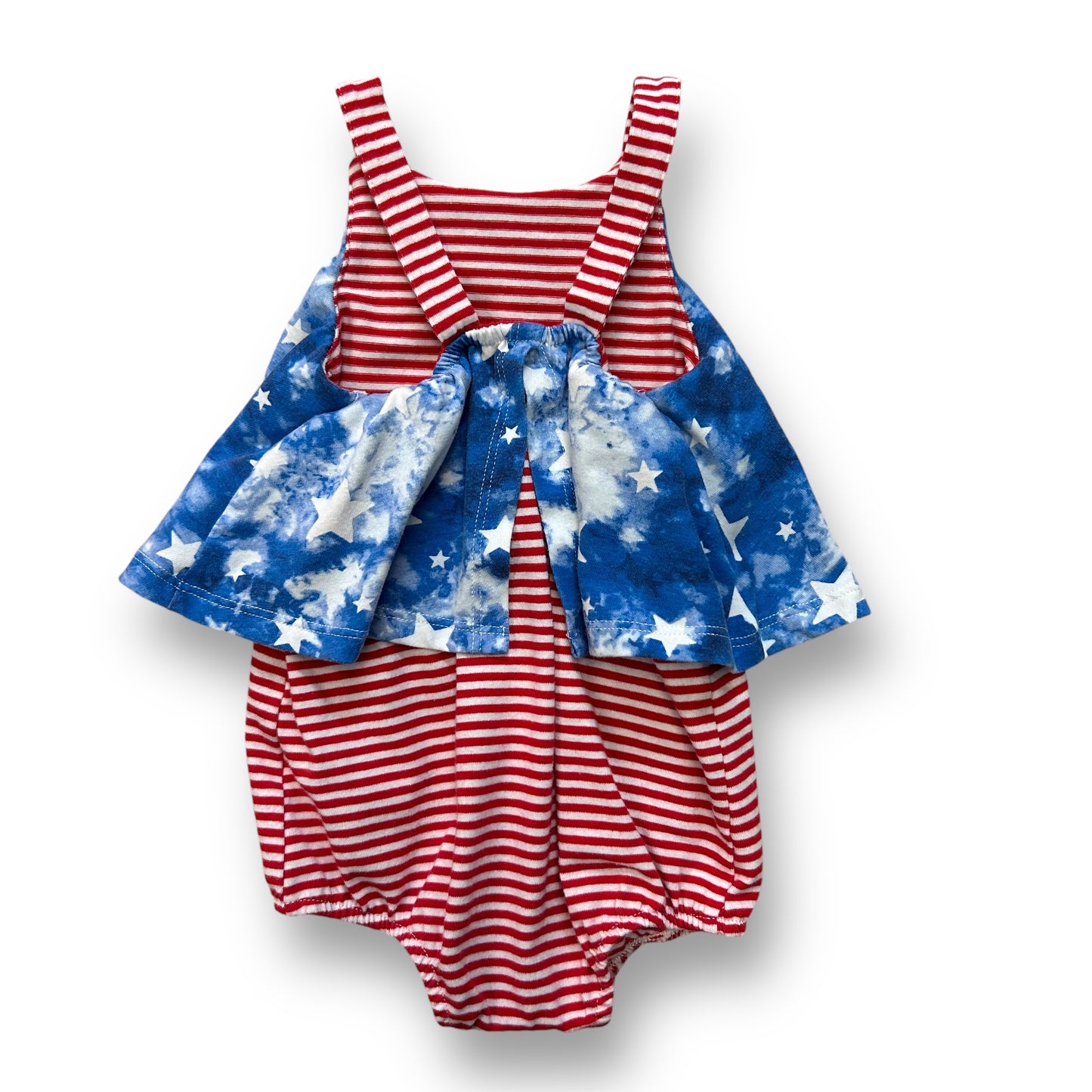 Baby Girl Romper 6-9 Months Red, White, and Blue Stars Sleeveless One Piece