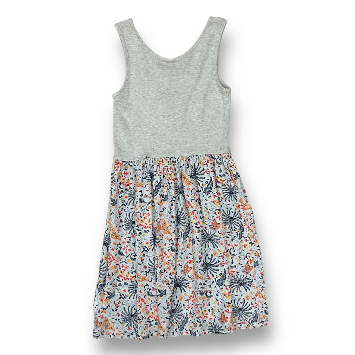Gap Size 6/7 Girls Gray Cotton Floral Print Sleeveless Dress
