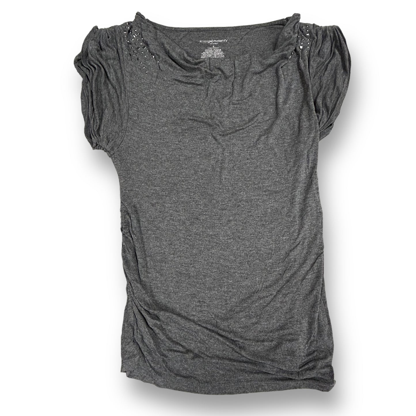 Women's Size Small Maternity Shirt Dark Gray Embellished Flutter Sleeve Top