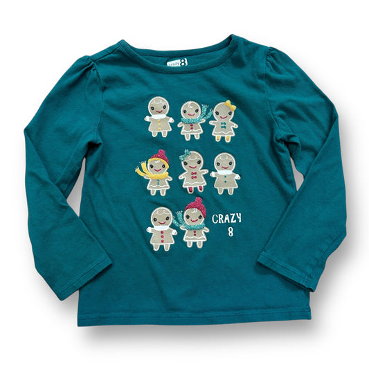 Girls Crazy 8 Size 4T Green Gingerbread Long Sleeve Christmas Shirt