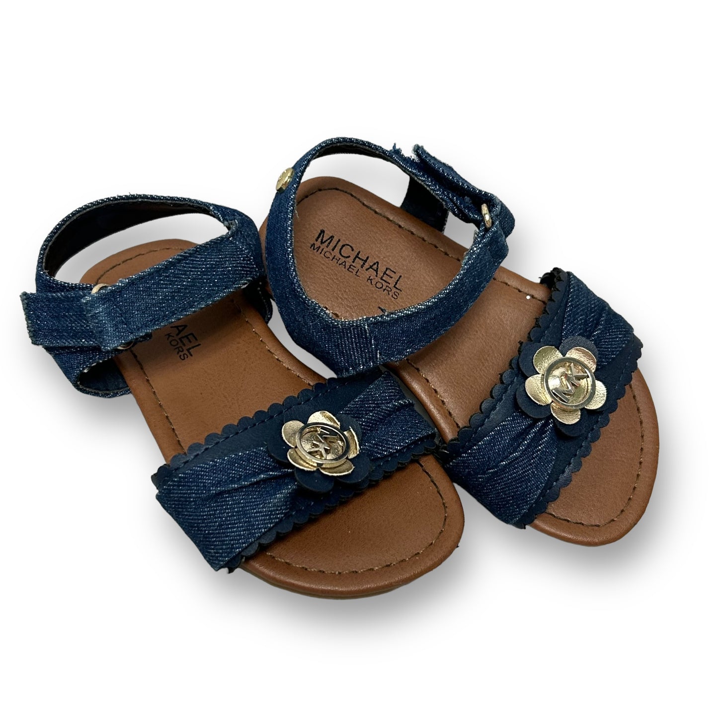 Michael Kors Toddler Girl Size 7 Denim Flower Easy-On Sandals