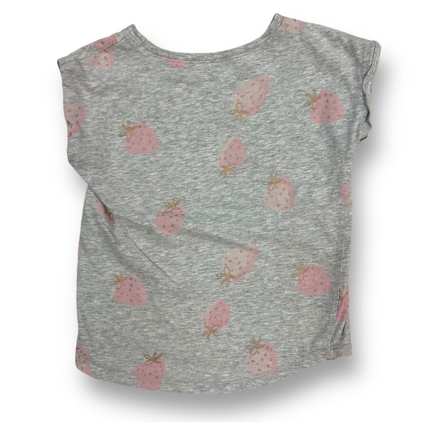 Girls Size 5 Casual Shirt The Sweet Life Gray Strawberry Print Short Sleeve Tee