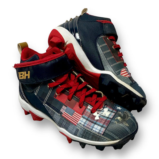 Under Armour Bryce Harper Youth Boy Size 1 Red White & Blue Baseball Cleats