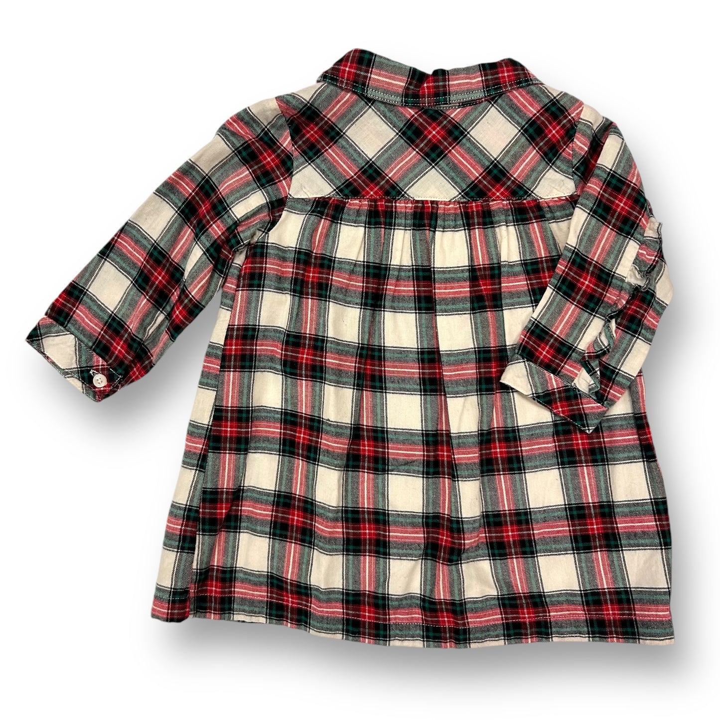 Gap Girls Size 18-24 Months Red Plaid Long Sleeve Button Up Babydoll Dress
