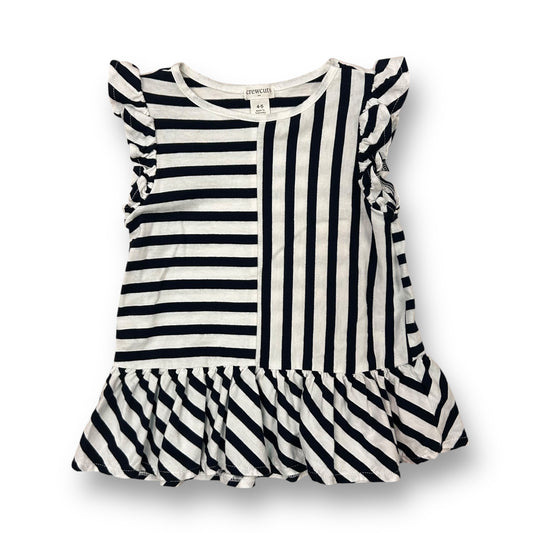 Crewcuts Girls Size 4/5 Navy & White Striped Flutter Sleeve Top