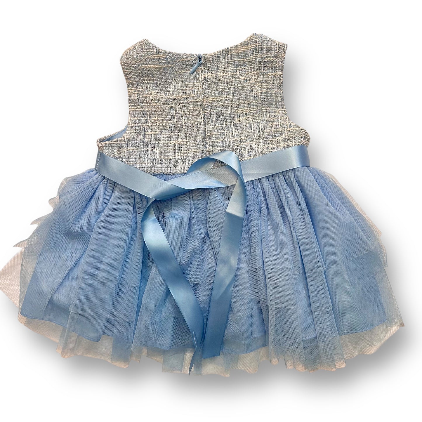 Baby Girl Size 6-9 Months Special Occasion Dress Tulle Overlay with Ribbon