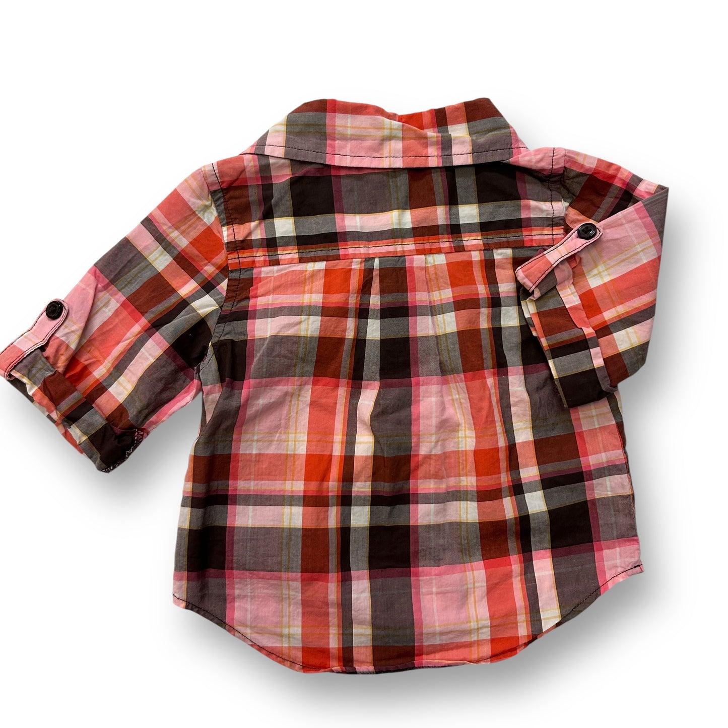 Janie and Jack Baby Girl Size 6-12 Months Pink Plaid Button Down Shirt