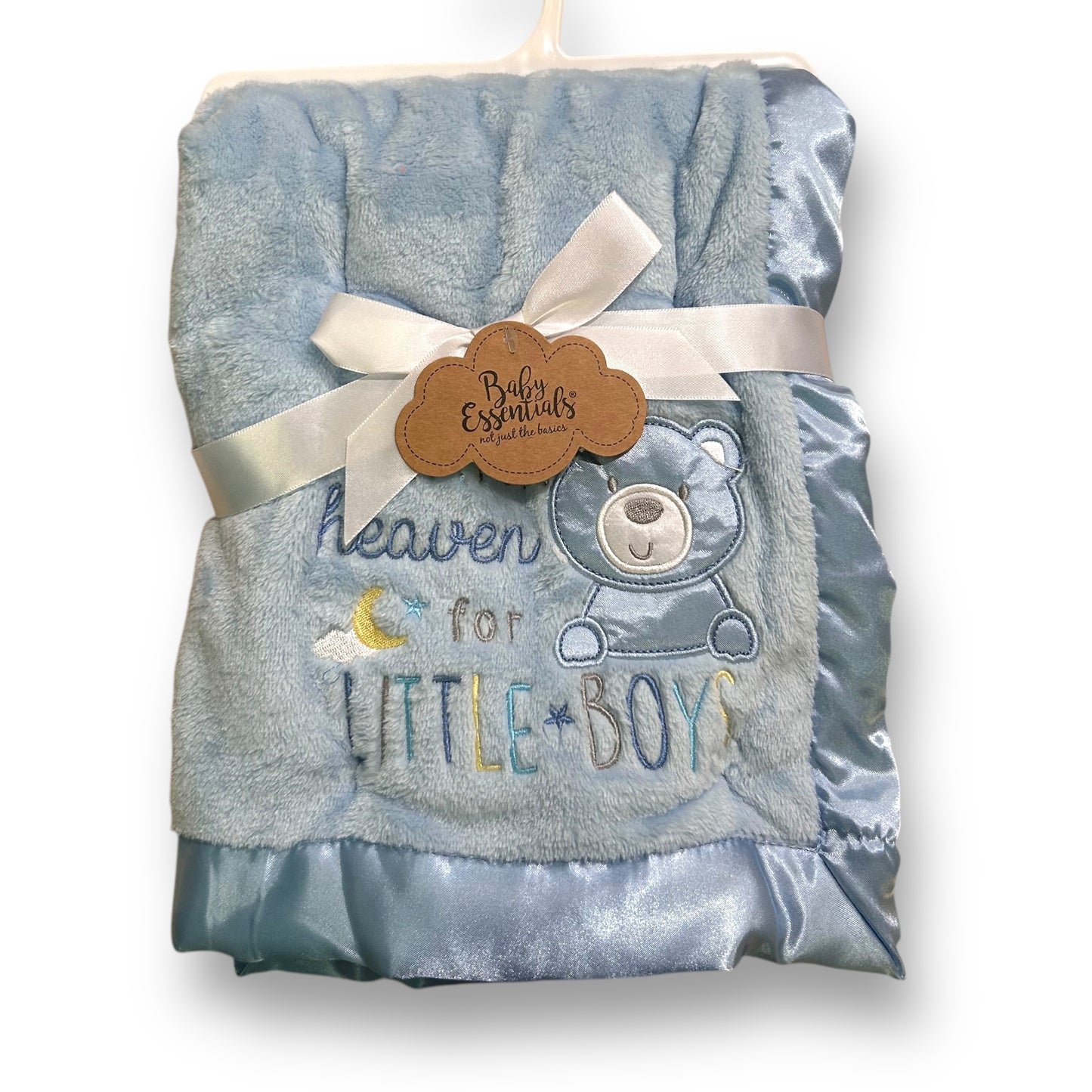 NEW! Thank Heaven for Little Boys Blue Plush Baby Blanket