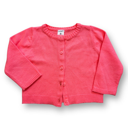 Girls Carter's Size 9 Months Bright Pink Knit Cardigan Sweater