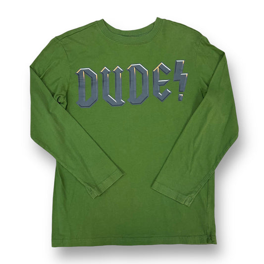 Boys Children's Place Size 7/8 M Green 'Dude' Long Sleeve Shirt