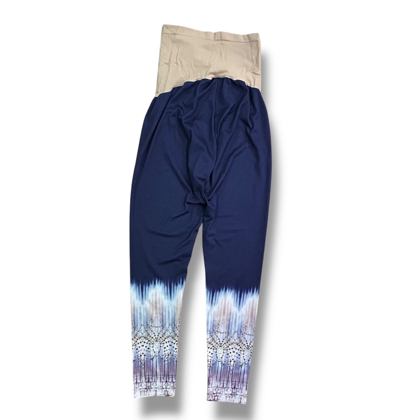 Motherhood Size M Blue Printed Full Panel Maternity Leggings