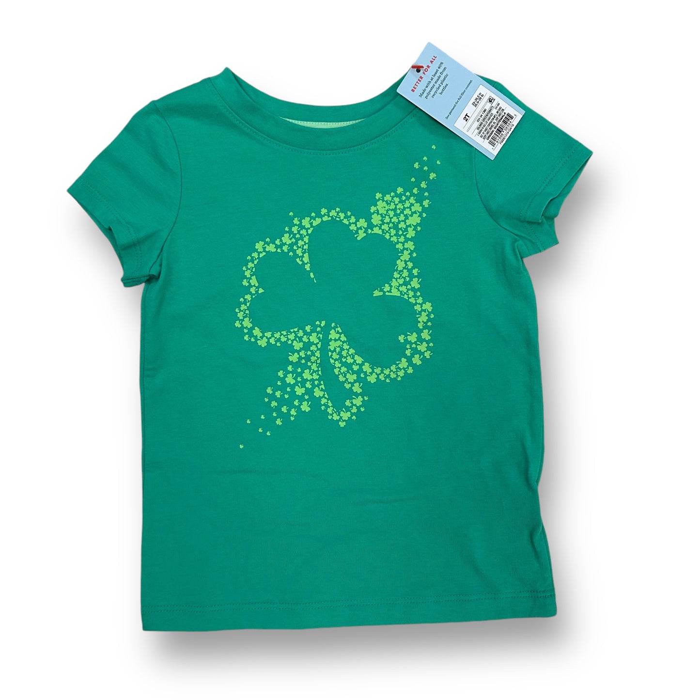 NEW! Girls Cat & Jack Size 2T Green St. Patty's Day Short Sleeve Shirt