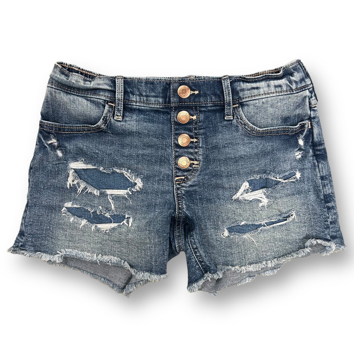 Girls Abercrombie Kids Size 11/12 Denim Distressed Mid-Rise Midi Shorts