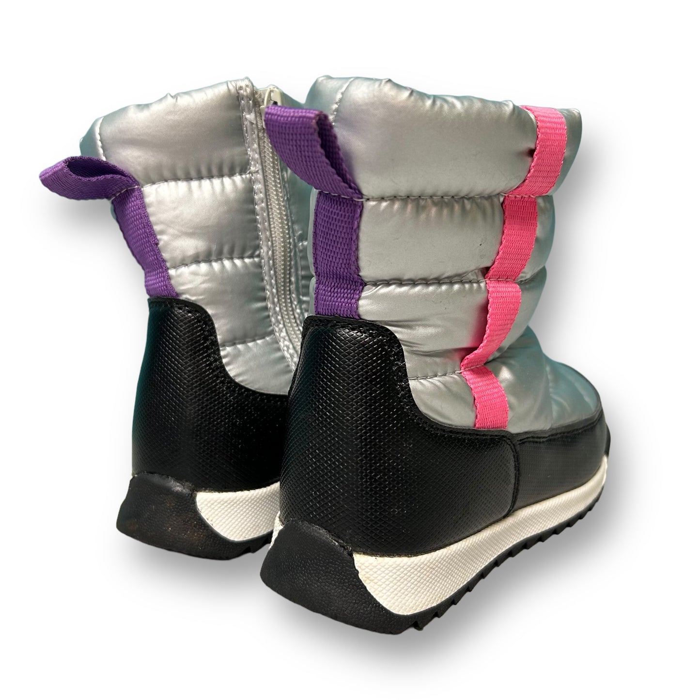 Wonder Nation Big Girl Size 10 Silver Side-Zip Snow Boots