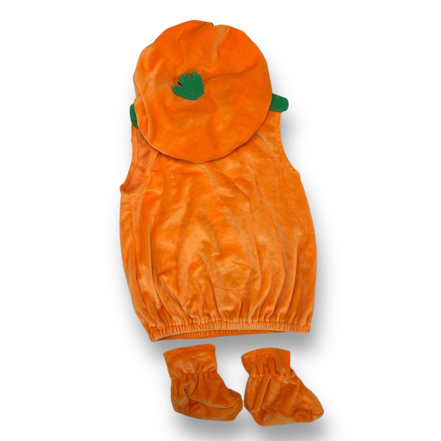 Boys Halloween Size 0-3 Months  Velour Pumpkin Costume with Hat and Booties