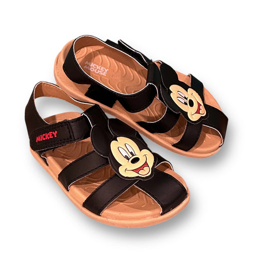 NEW! Disney Mickey Toddler Boy Size 7 Black & Tan No Buckle Sandals