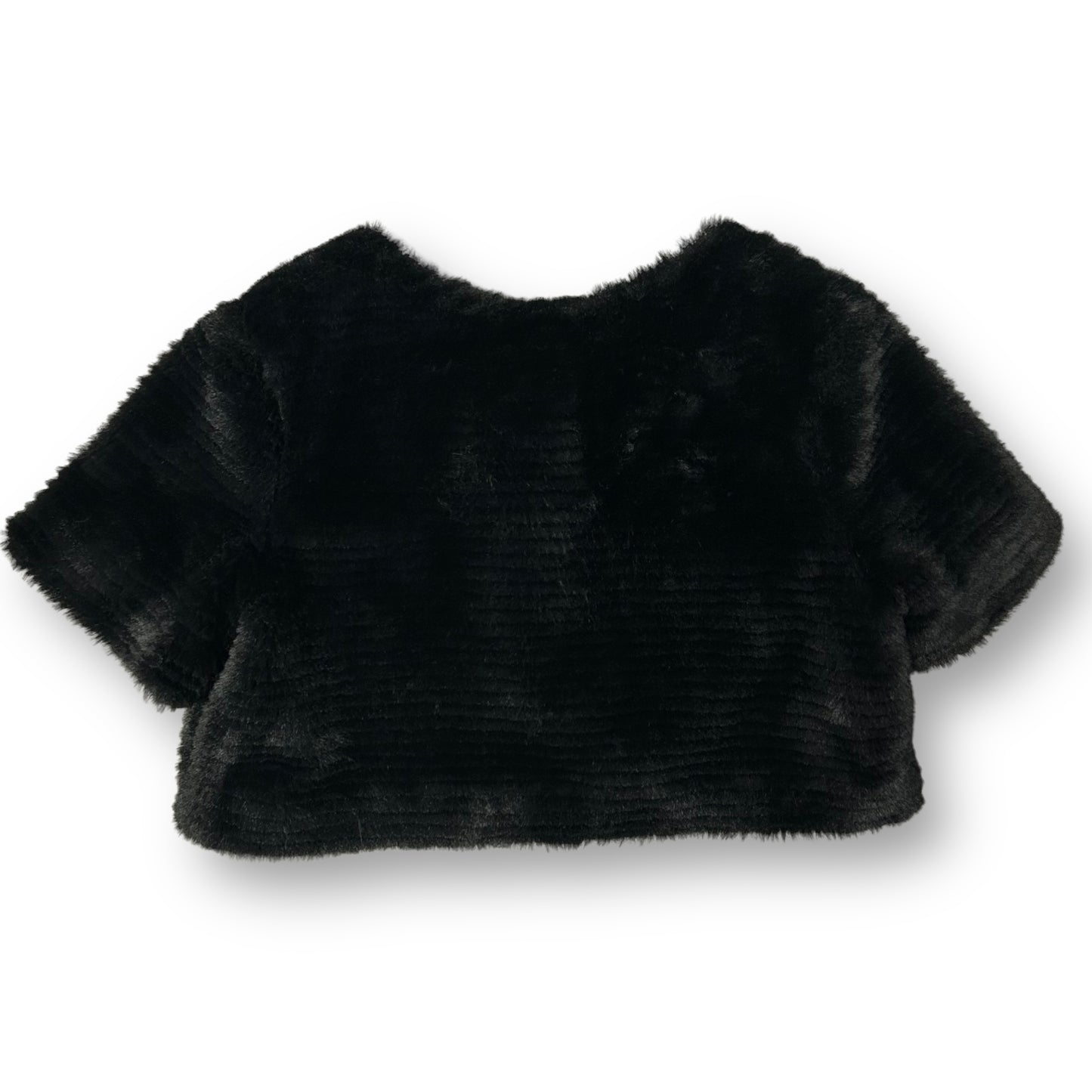 Girls Gymboree Size 5/6 Black Faux Fur Jacket Shrug Sweater