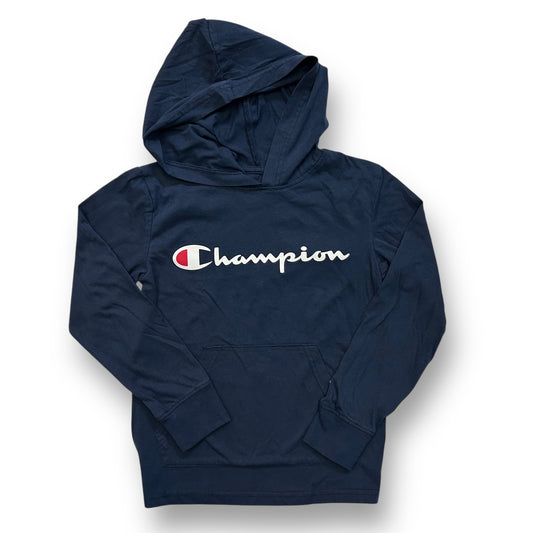 Boys Champion Size 6/7 Navy Long Sleeve Pocket Hooded Shirt