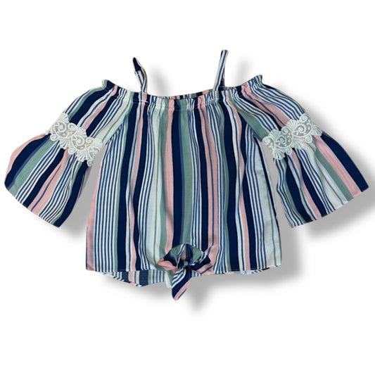 Girls striped boho blouse on a white background