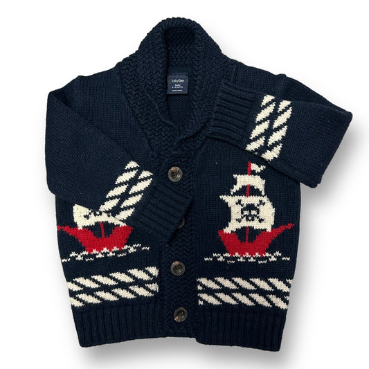 Boys Gap Size 6-12 Months Navy Pirate Ship Button Down Sweater