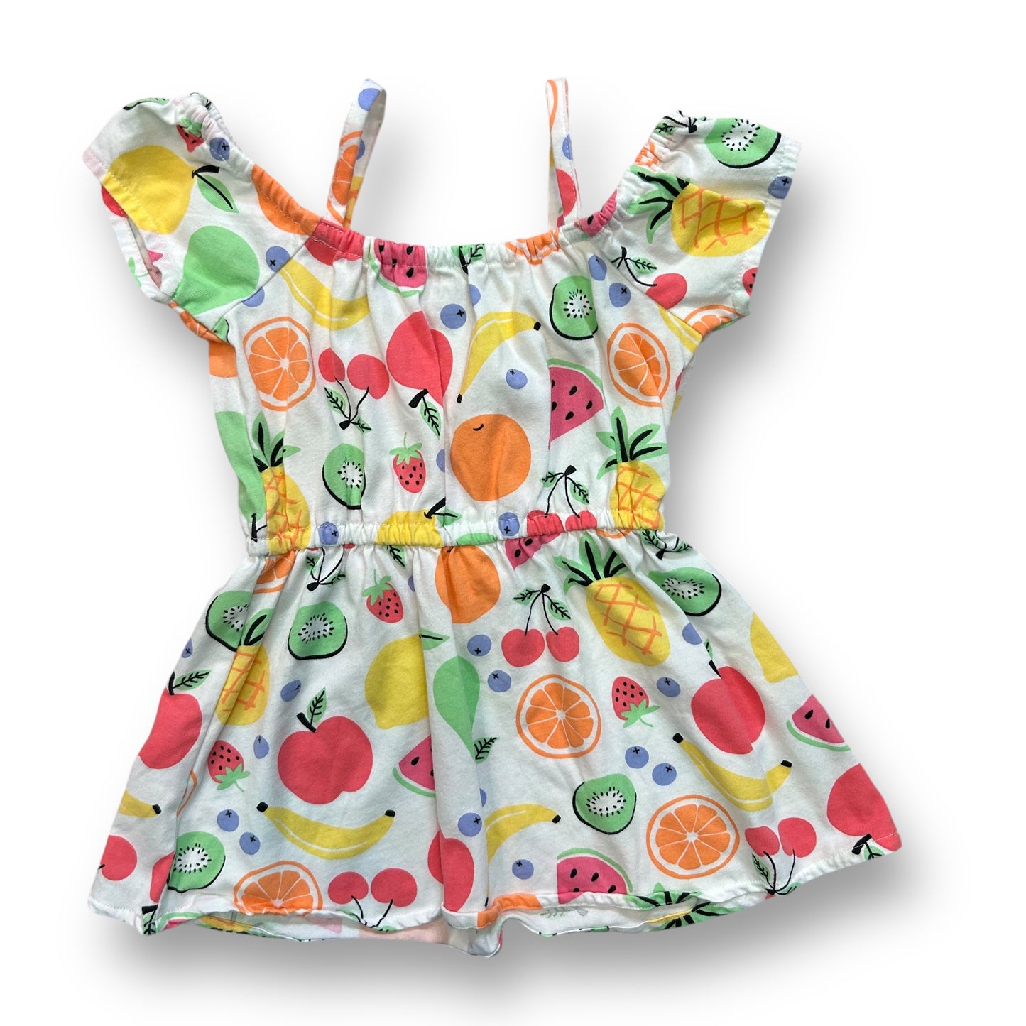 Children's Place Girls Size 18-24 Months White Tropical Fruit Print Sundress