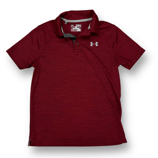 Boys Under Armour Size 10/12 YMD Maroon Heatgear Loose Fit Polo Shirt