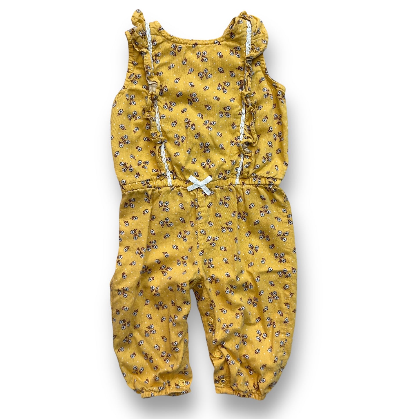 Girls Carter's Size 6 Months Dark Yellow Floral Sleeveless Jumpsuit