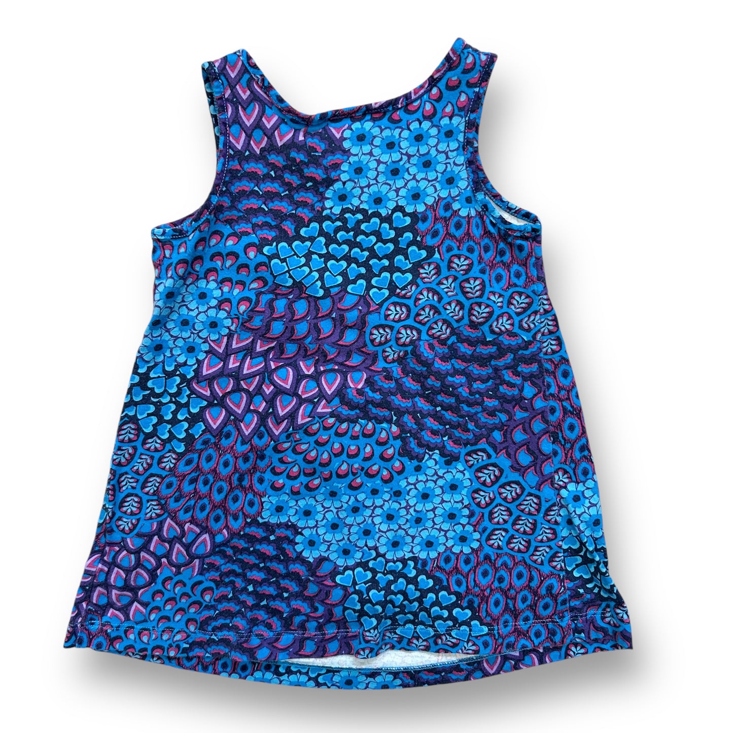 Hanna Andersson 80 Girls Size 18-24 Months 100% Cotton Sleeveless Peacock Dress