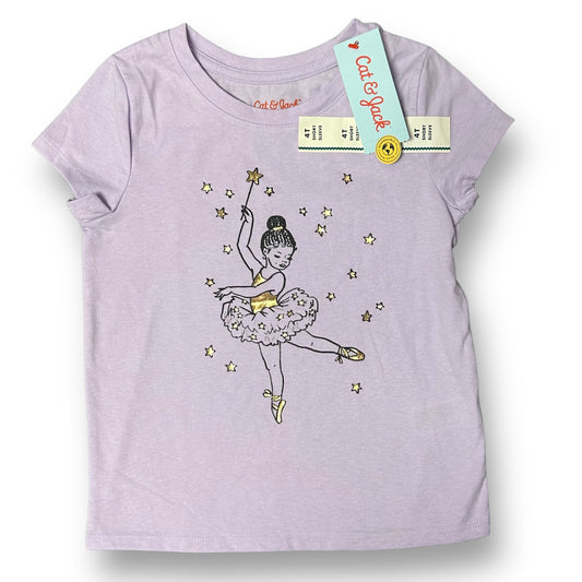 NEW! Cat & Jack Girls Size 4T Lilac Ballerina Short Sleeve Shirt