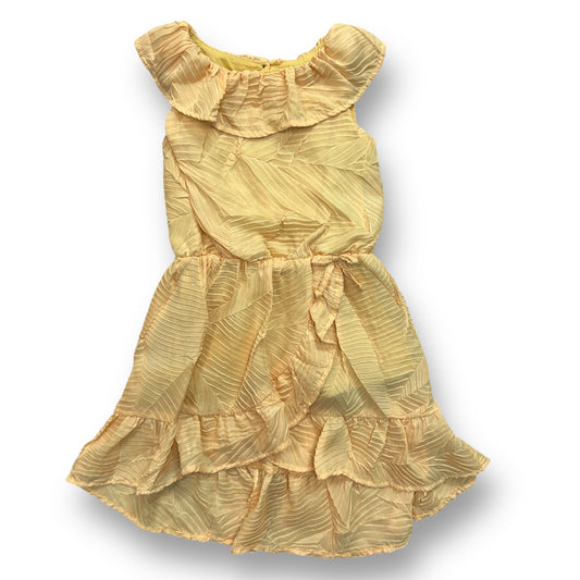 OshKosh Girls Size 3T Silky Yellow Sleeveless Ruffled Collar Dress