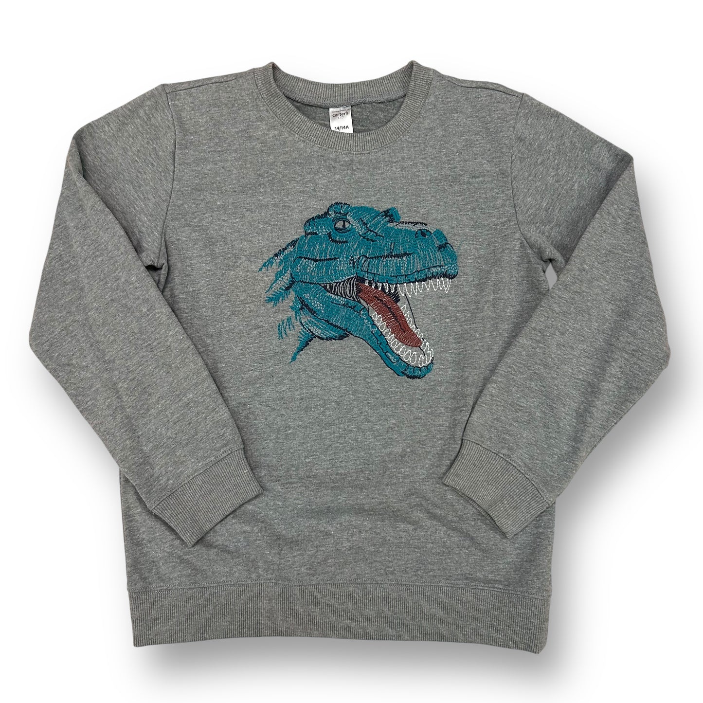 Boys Carter's Size 14 Gray Embroidered Dinosaur Sweatshirt