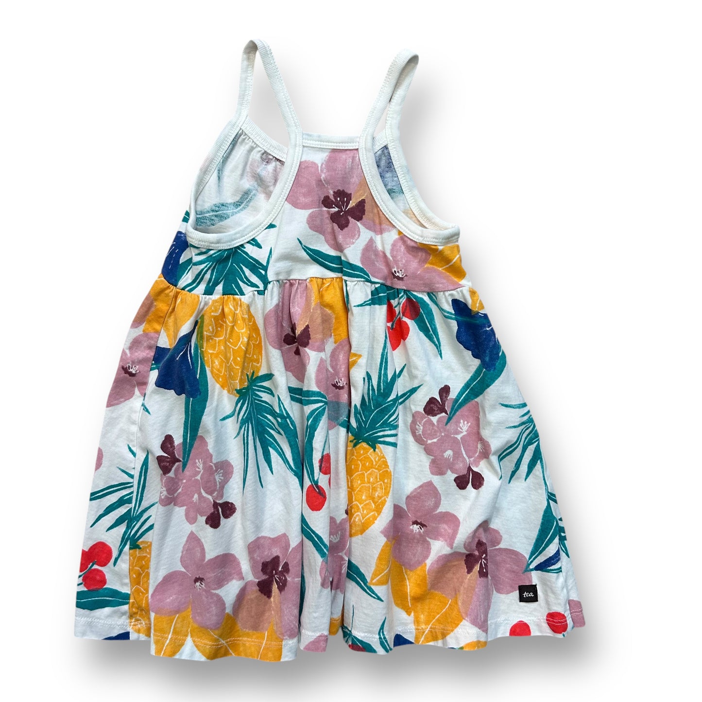 Tea Toddler Girl Size 3 White Floral Print 100% Cotton Sundress