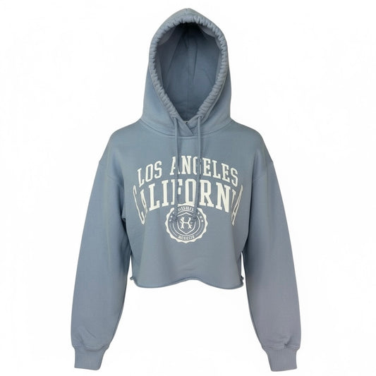 Hollister XS Crop Hoodie Los Angeles California Girls Blue Cropped Sweatshirt
