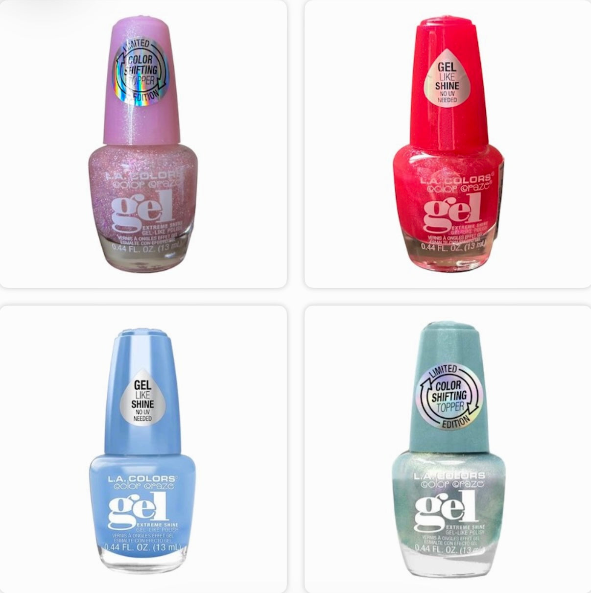 NEW! Color Craze Extreme Shine Gel Nail Polish Discount Bundle 4-Pack