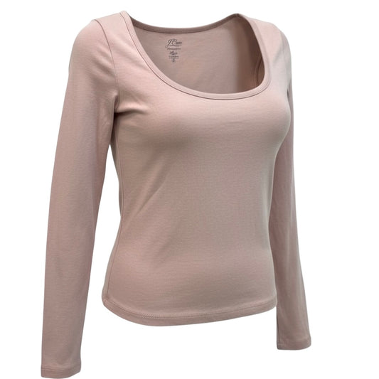 Women's J. Crew Long Sleeve Shirt Size XS Pink Perfect Fit Scoop Neck Cotton Top