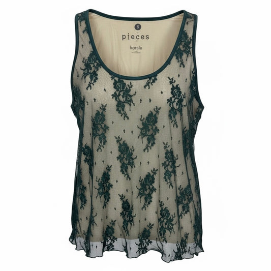 Kensie Women's Size Small Cami Sheer Lace Layered Sleeveless Navy Blouse