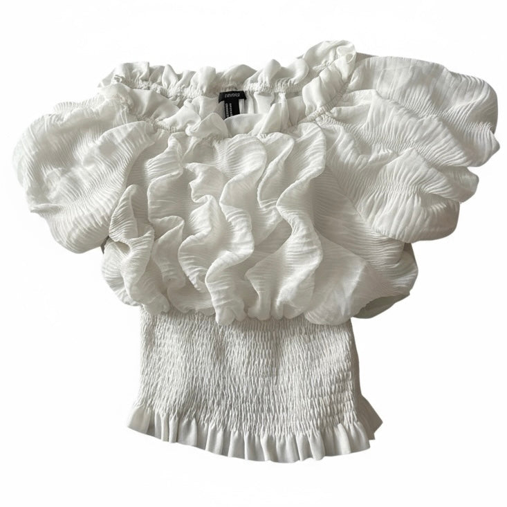 Forever 21 Size Medium Crop Top Off the Shoulder White Blouse