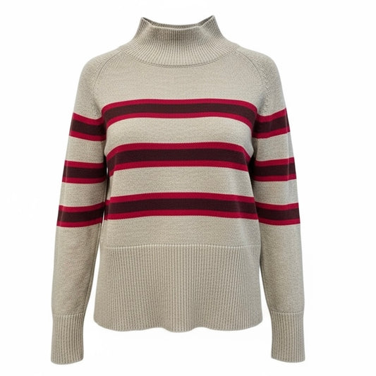Ann Taylor Loft Women’s Sweater Size Medium Beige Mock Turtleneck Knit Pullover
