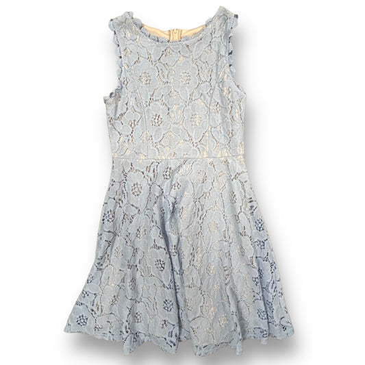 Girls Rare Editions Size 14 Light Blue Floral Sleeveless Lace Dress