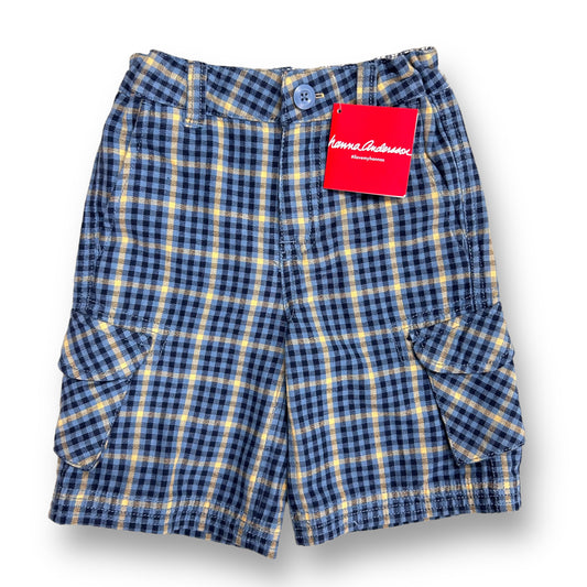 NEW! Boys Hanna Andersson Size 4/100 Blue Plaid Cargo Shorts